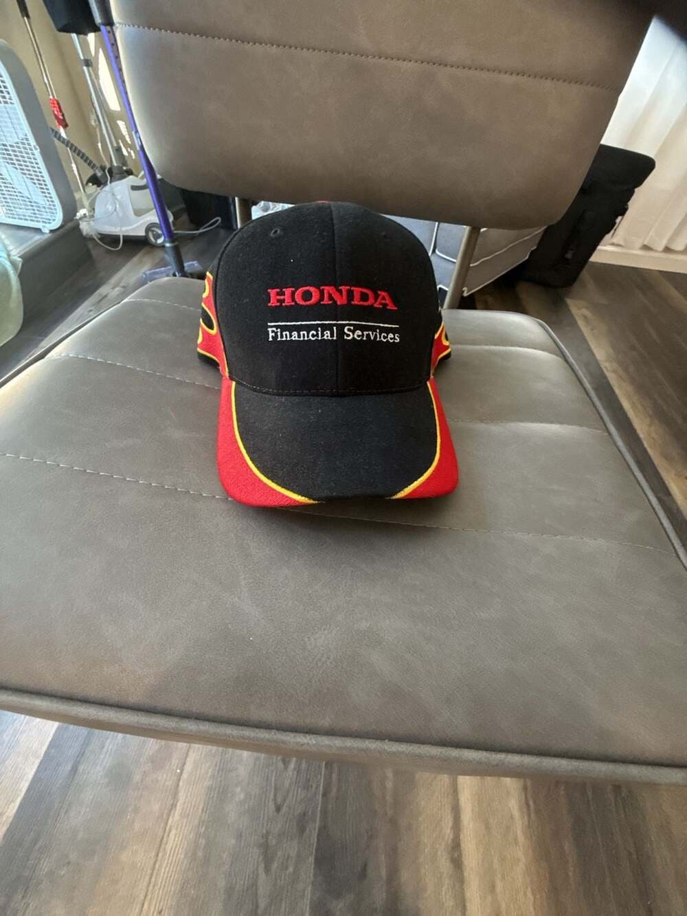 Honda Financial Services Hat Cap Black Flames Strapback